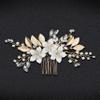 Wedding Hair Accessories, Fanvoes Hair Pieces Comb for Brides Bridal - Gold Headpiece Jewelry Decorations w/Rhinestone Crystal Flower Rose Gold Leaf for Mother of Bride Bridesmaid Women Flower Girls view 1