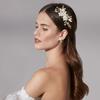 Wedding Hair Accessories, Fanvoes Hair Pieces Comb for Brides Bridal - Gold Headpiece Jewelry Decorations w/Rhinestone Crystal Flower Rose Gold Leaf for Mother of Bride Bridesmaid Women Flower Girls view 2