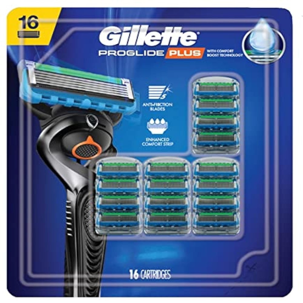 Gillette Proglide Plus Anti Friction Enhanced Comfort Strip Cartridge Blades - 16 Count