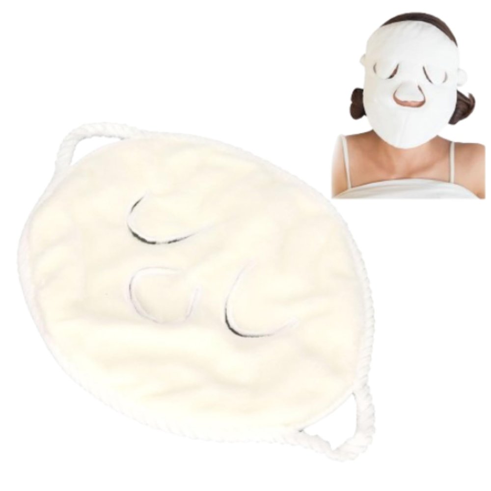 Facial Towel,Soft Reusable Face Skin Care Towel 3 Holes Ear Hanging Hot Compress Face Steamer for Beauty Salon