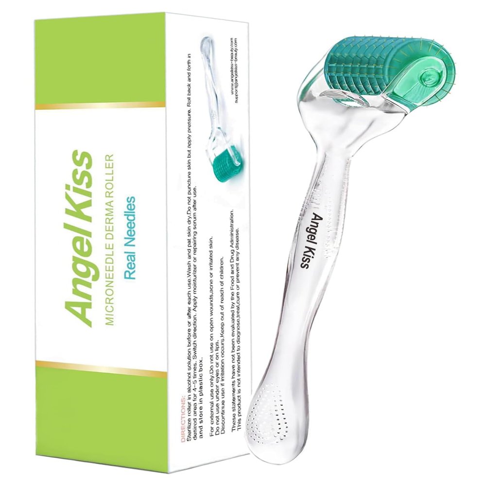 Derma Roller Titanium Real Needle 0.25mm - Angel Kiss 192 Individual Microneedling Roller with Case - Dermal Roller for Face - At Home Facial Skin Roller for Women Men