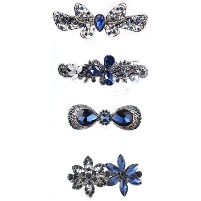 Briskyloom 4 Pack Vintage Butterfly Rhinestones Hair Retro Bow Hair Claw Bronze Hair Barrettes and Hair Styling Accessories for Party Travel Banquet Daily Usage Wedding Dancing