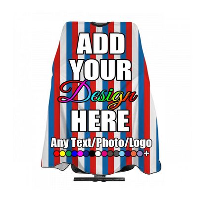 ANGELJUAN Customized Haircut Apron Personalized Barber Cape,Red, White and Blue Striped