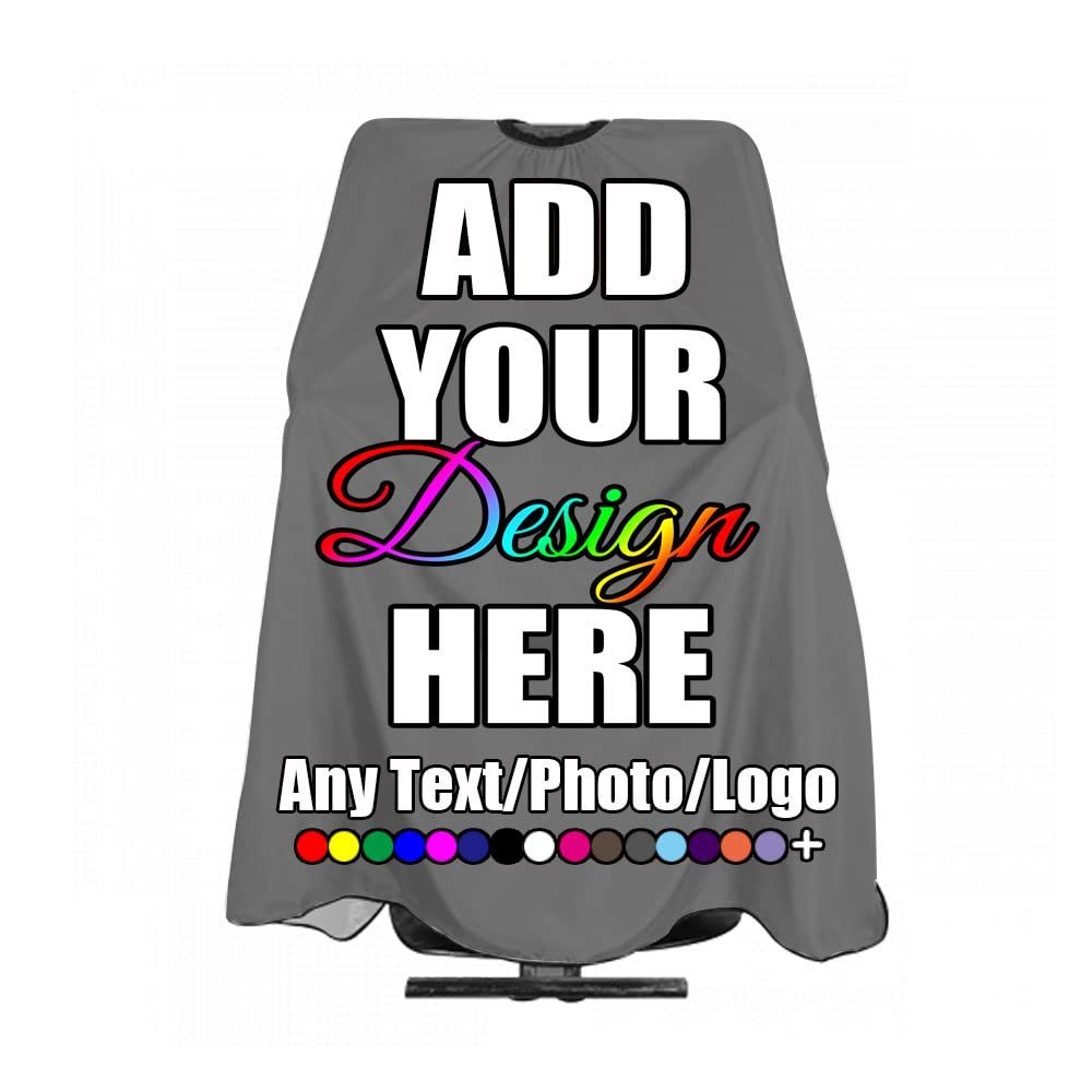 ANGELJUAN Custom Barber Cape,Add Your Image Text Professional Salon Haircut Capes,Gray
