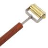 Double Head Design Face Massage Roller, Copper Wooden Handle Promote Circulation Double Head Skin Roller Massage Stick Copper Acupoint Pressing Tool view 3
