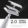 ZOMCHI Double Edge Safety Razor for Men & Women,[New Version 2.0 ] Metal Razor with 10 Double Edge Safety Razor Blades,Single Blade Razor  Noble Silver view 2