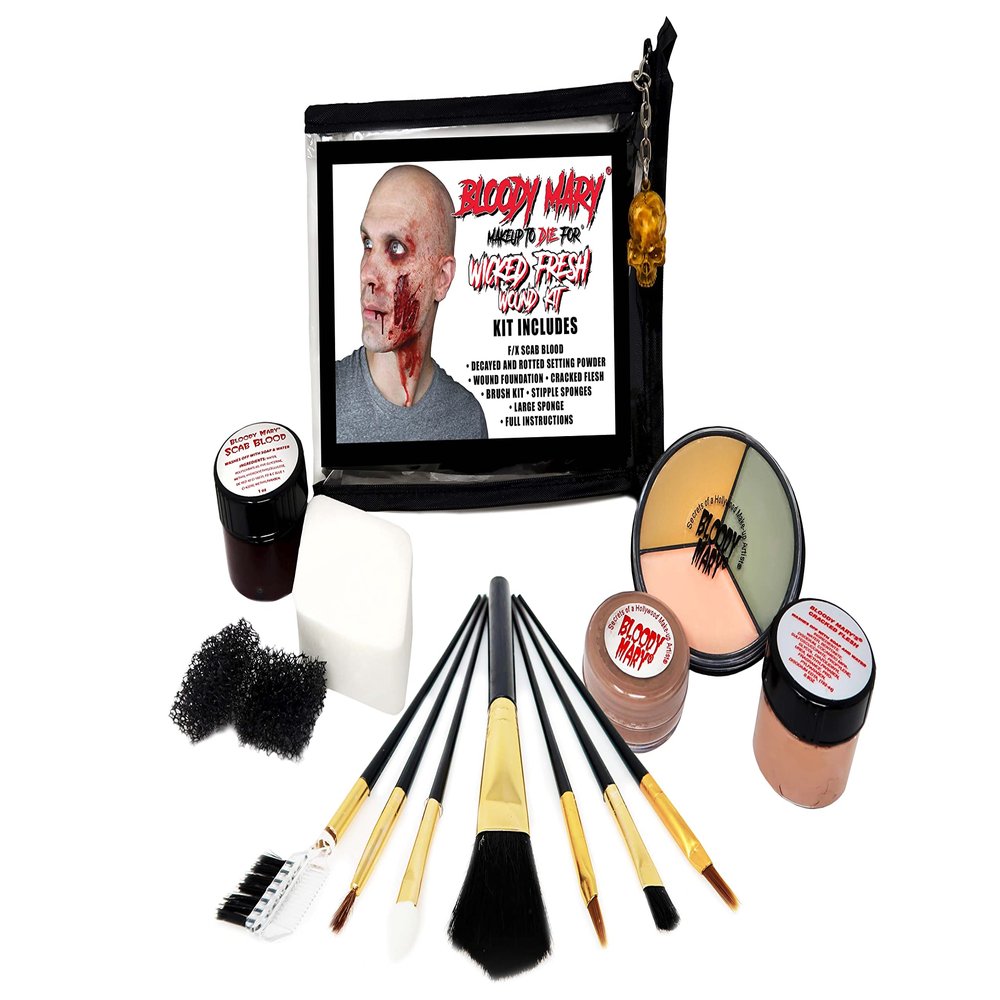 Bloody Mary's MINI Wicked Fresh Wound Makeup Kit Light Skin F/X Makeup Halloween Costume Horror Special Effects Theater Cosplay