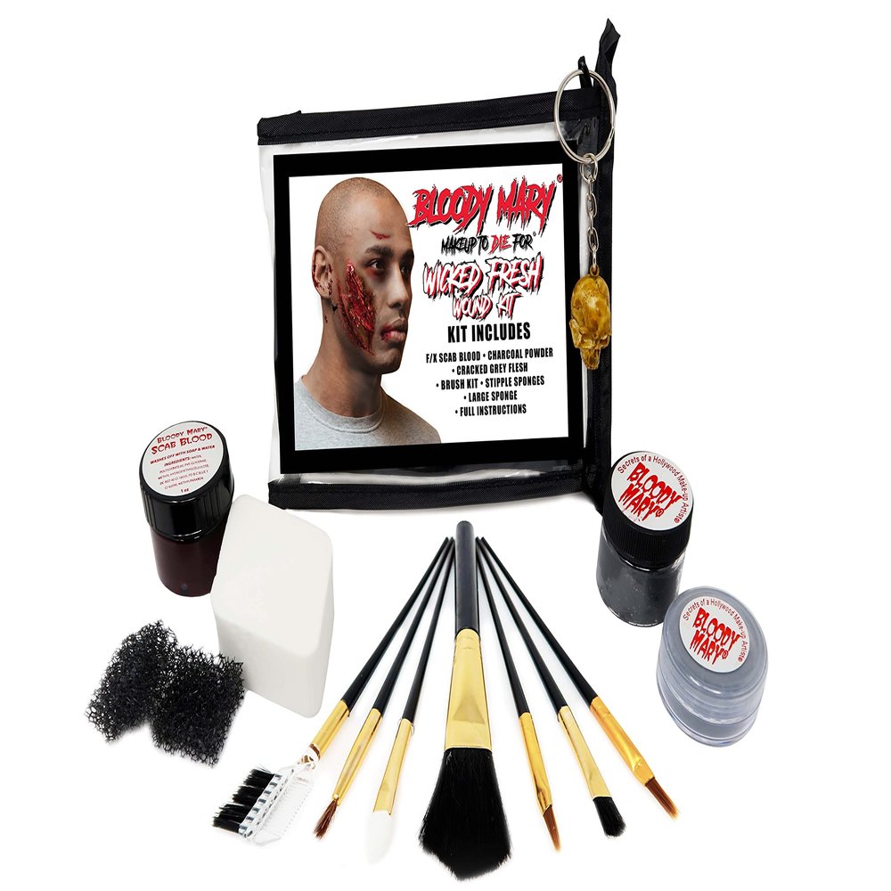 Bloody Mary's MINI Wicked Fresh Wound Makeup Kit Medium to Dark F/X Makeup Halloween Costume Horror Special Effects Theater Cosplay