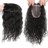 12" Fully Hand Tied Wavy Human Hair Toppers for Women with Thinning Hair,9x15cm Mono Base Curly Hair Topper Replacement Hair Pieces Clip in Women Toupee Natural Black view 1
