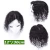 12" Fully Hand Tied Wavy Human Hair Toppers for Women with Thinning Hair,9x15cm Mono Base Curly Hair Topper Replacement Hair Pieces Clip in Women Toupee Natural Black view 4