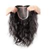 10" Fully Hand Tied Human Hair Wavy Toppers for Women with Thinning Hair,9x15cm Mono Base Short Curly Hair Topper Replacement Hair Pieces Clip in Women Toupee Natural Black view 2