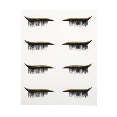 Beaupretty Eyelash Eyeliner Stickers Glitter Women: 4 Pairs Gloden Makeup Adhesive Eyelash Stickers Eyeliner Strips Waterproof Eyeliner Tapes Decals