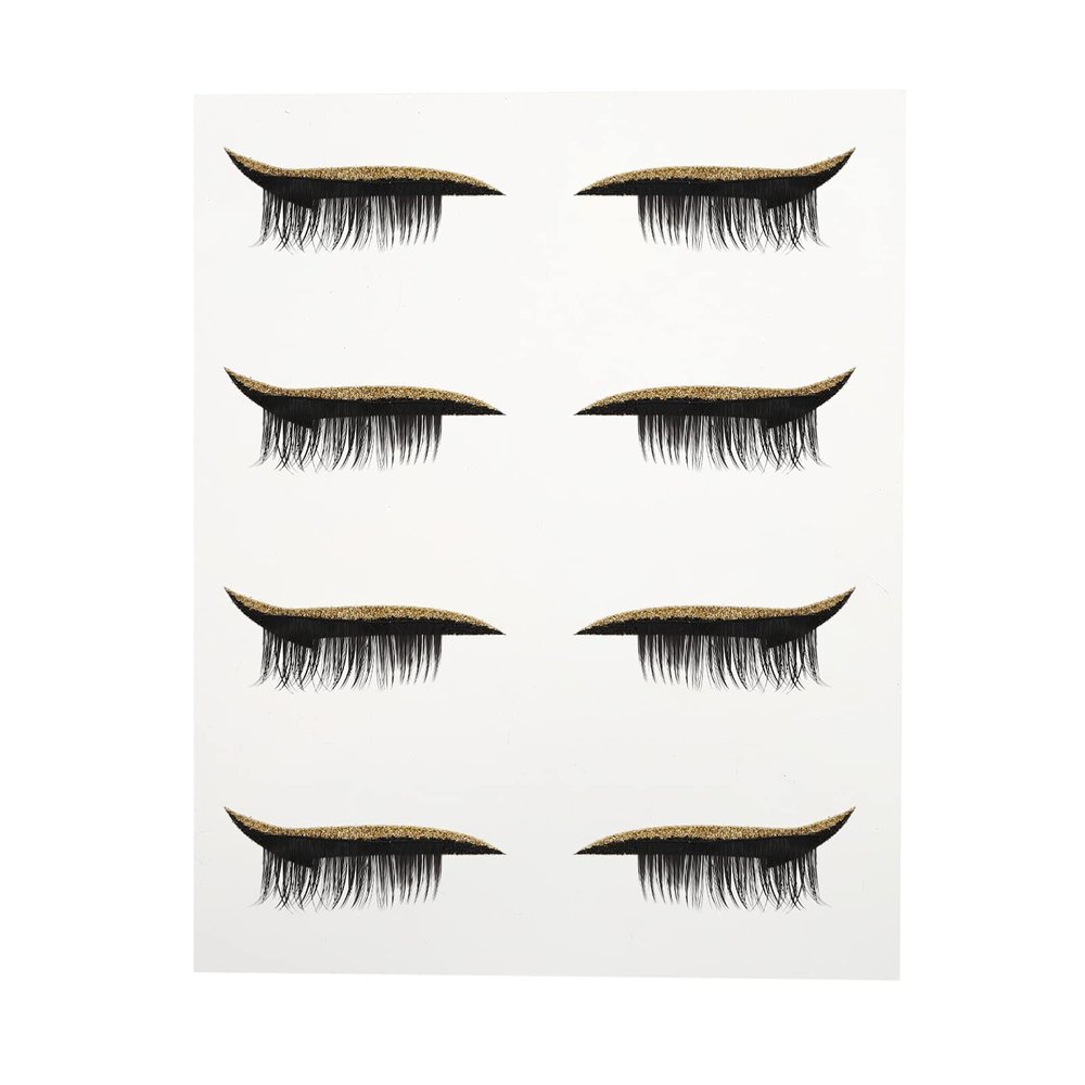 Beaupretty Eyelash Eyeliner Stickers Glitter Women: 4 Pairs Gloden Makeup Adhesive Eyelash Stickers Eyeliner Strips Waterproof Eyeliner Tapes Decals