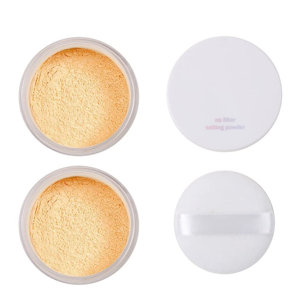2 Pack PHOERA Banana Setting Powder, Control Oil Brighten Skin Color Cover Blemish Face Setting Loose Powder (03# Banana)