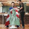 visesunny Statue Of Liberty American Flag Print Barber Cape Polyester Hair Cutting Salon Cape Apron Anti-Static Haircut Water-Resistant Shaving Cloth Beard view 2