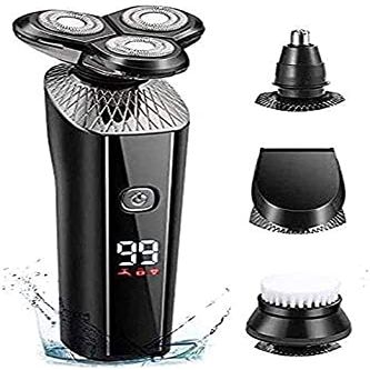 Dongng Electric Shaver for Men, 4 in 1 Head Shavers for Men Electric Rotary Razor Beard Trimmer Grooming Kit, Faster-Charging LED Display USB Rechargeable Ideal Gift