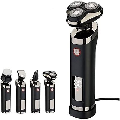 Dongng Mens Electric Razor for Men Electric Face Shavers Rechargeable Shaving Men's Cordless Razors4 in 1 Rotary Shavers Beard Nose Mustache Trimmer Portable (Black)