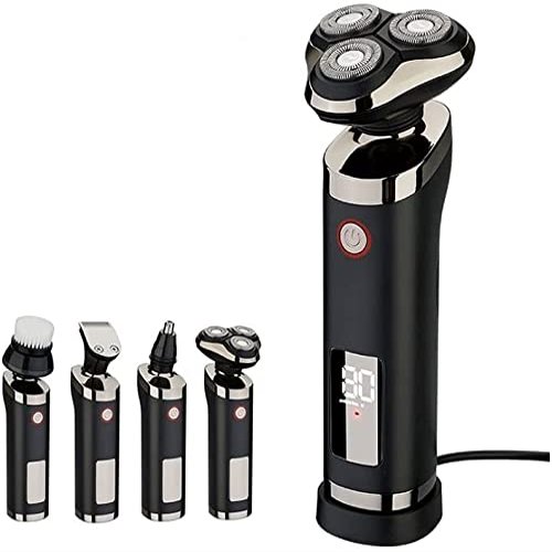 Dongng Mens Electric Razor for Men Electric Face Shavers Rechargeable Shaving Men's Cordless Razors4 in 1 Rotary Shavers Beard Nose Mustache Trimmer Portable (Black)