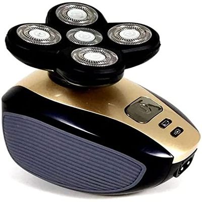 Dongng Mens 5-in-1 Electric Head Shaver for Bald Men - 5D Floating Head Shaver for Men - Anti-Pinch - Ergonomic Design (Gold)