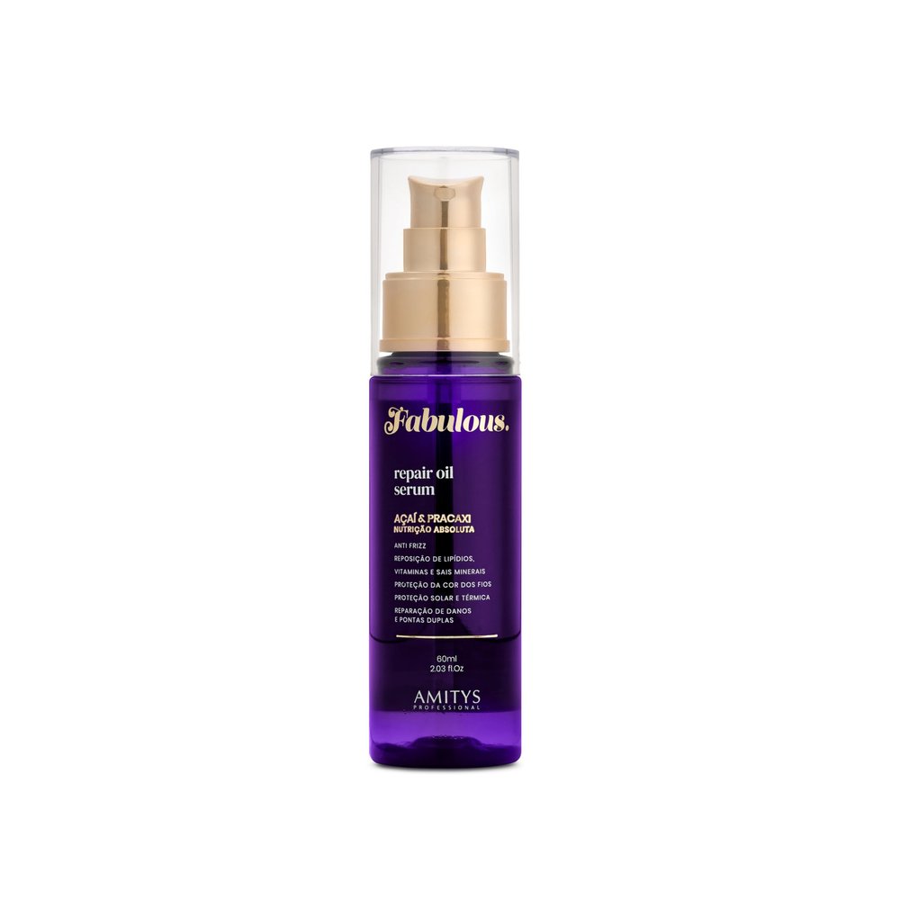 Amitys Fabulous Serum Aai & Pracaxi Oil Absolute Nutrition 60ml, Vitamins and minerals reposition, Reduces Frizz, Color Protection, Absolute Nutrition for Damaged hair strands