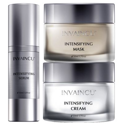 Aging Skin Care Sets for Women - Age-Defying Face Mask, Serum, Cream for Wrinkles and Lines - Intensifying Collection with Avocado Oil, Chamomile Extract, Collagen, Elastin, Polyacrylamide - Invaincu