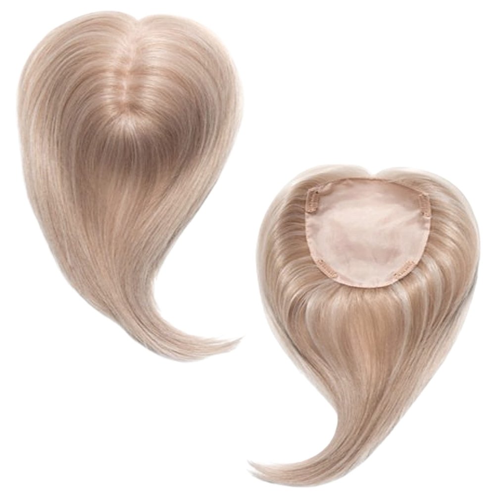 ADD-ON TOP Human Hair / HF Synthetic Blend Topper by Envy, 6PC Bundle: Topper, 4oz Mara Ray Luxury Shampoo, Conditioner, & The One Hair Mask, Wide Tooth Comb, and 19 Page Belle of Hope Guide (Light Grey)