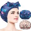 2 PCS Waterproof Shower Caps, Oversized Adjustable Hair Cap with Bow Knot for Women, Reusable Double Layer Waterproof Bathing Cap for Shower, Spa, Makeup, Design for All Hair Lengths/Style view 1