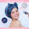 2 PCS Waterproof Shower Caps, Oversized Adjustable Hair Cap with Bow Knot for Women, Reusable Double Layer Waterproof Bathing Cap for Shower, Spa, Makeup, Design for All Hair Lengths/Style view 4