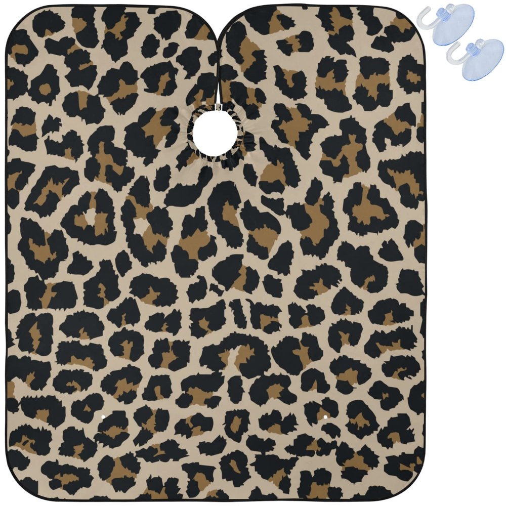 Visesunny Barber Cape - Dark Leopard Grain Polyester Hair Cutting Salon Apron Anti-Static Water-Resistant Shaving Bib