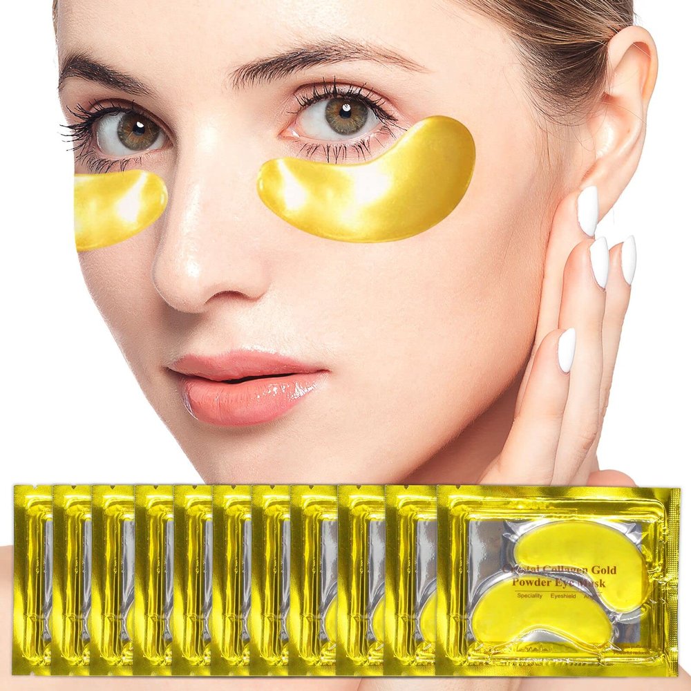24k Gold Eye Mask - 25 pairs Eye Masks for Puffiness Puffy Eyes and Dark Circles Treatments Under Eye Patches for Deep Moisturizing Wrinkle Eye Bags