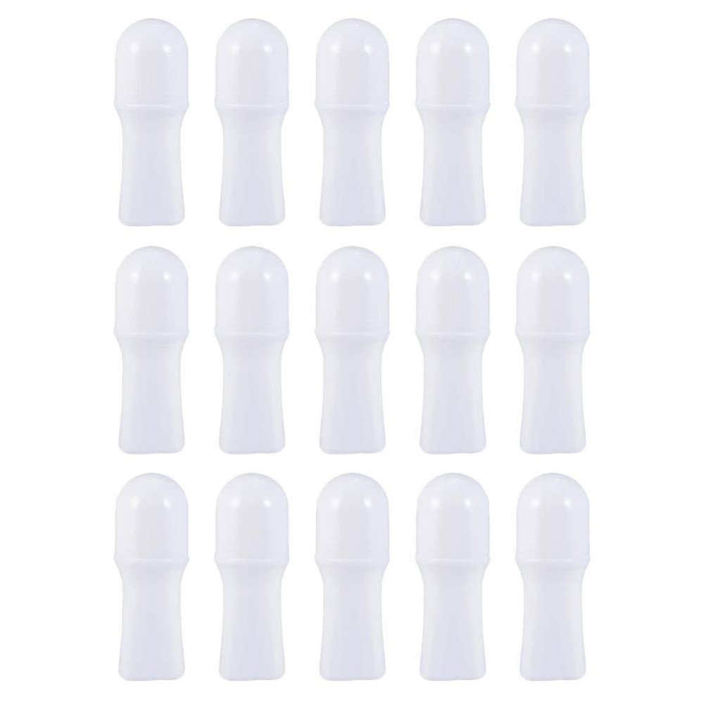 Empty Refillable Roll On Bottles: 50ml Plastic Roller Bottle DIY Containers for Essential Oils Cosmetics Lotion 15pcs