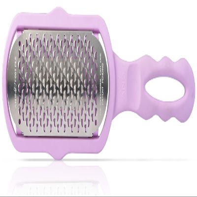 3-in-1 Ultimate Handheld Callus Exfoliator Foot File with Coarse Stainless Steel Blade, Pedi Sponge, & Callus Catcher, Purple