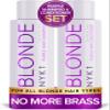 NYK1 NO MORE BRASS Purple Shampoo And Conditioner Set (2 x 16.9 Fl Oz) SULFATE FREE Purple Shampoo For Blondes And Conditioner Set To Eliminate Yellow Brassy Tones view 1