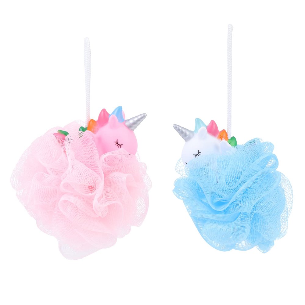 Zerodeko 2pcs Bath Mesh Shower for Boy Girl Cute Cartoon Exfoliating Scrubber for Deep Skin Cleaning for Bubbles Fun Bath