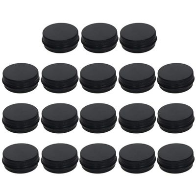 Heyiarbeit 10 Pack 1 oz Round Lip Balm Tin Cans - Aluminum Cosmetic Sample Containers with Screw Lid - Black Metal Empty Tins Storage Travel Tin Jars