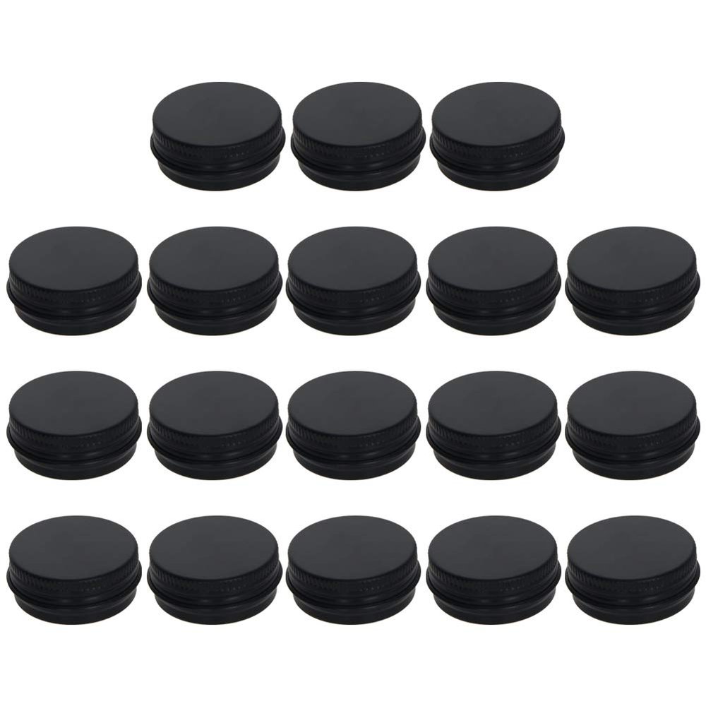 Heyiarbeit 10 Pack 1 oz Round Lip Balm Tin Cans - Aluminum Cosmetic Sample Containers with Screw Lid - Black Metal Empty Tins Storage Travel Tin Jars