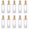 10ML Perfume Bottles Mini Refillable Glass Bottle Portable Travel Bottle with Sprayer Empty Container for Travel, Cleaning, Perfume, Essential Oils, Square, Gold Caps, No Leak, Clear, Pack of 10 view 1