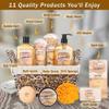 Spa Baskets For Women - Luxury Bath Set With Honey & Almond - Spa Kit Includes Wash, Bubble Bath, Lotion, Bath Salts, Body Scrub, Hand Cream, Shower Puff, Bathbombs, Soap and Towel view 2