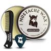 Striking Viking Mustache Wax Kit with Comb - 2 oz, Unscented, Strong Hold - Unscented Mustache Wax for Men & Anti-Static Comb for Precise Grooming - Non-Greasy Formula for Easy Beard Care view 1
