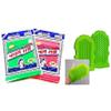 Asian Exfoliating Bath Washcloth - Red & Green 8ea + Silicone Massage Glove 1ea Set view 1