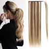 Ponytail Extension Human Hair 100% Real Remy Human Hair Wrap Around Ponytail Long Straight Ponytail Hairpiece Pony Tails Hair Extensions (14inch, P10/613(Dark Brown and Bleach Blonde)) view 1