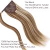 Ponytail Extension Human Hair 100% Real Remy Human Hair Wrap Around Ponytail Long Straight Ponytail Hairpiece Pony Tails Hair Extensions (14inch, P10/613(Dark Brown and Bleach Blonde)) view 3