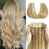 12 Inch Hair Extensions Real Human Hair Light Blonde to 613 Blonde Straight Hair Extensions Human Hair Extensions Hidden Transparent Fish Line Invisible Hairpiece view 1