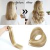 12 Inch Hair Extensions Real Human Hair Light Blonde to 613 Blonde Straight Hair Extensions Human Hair Extensions Hidden Transparent Fish Line Invisible Hairpiece view 3