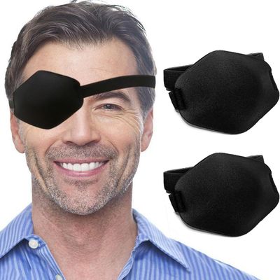 2PCS Eye Patches,AMZVIO 3D EyePatch for Adults,Adjustable Medical Eyepatch for Left or Right eye, Large Soft Eye patch for Lazy Eye, Black(Large Size)