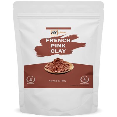 mGanna 100% Natural French Pink Clay Powder/Rose Clay (2 Pounds) for DIY Facial Masks, Creams, Soft Peels and Scrubs, and Soap Making 2 LBS / 908 GMS