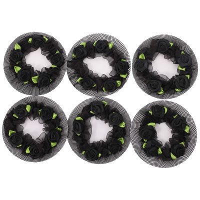 12 Pcs Bun Net Pocket Fabric Hair Rope To Weave