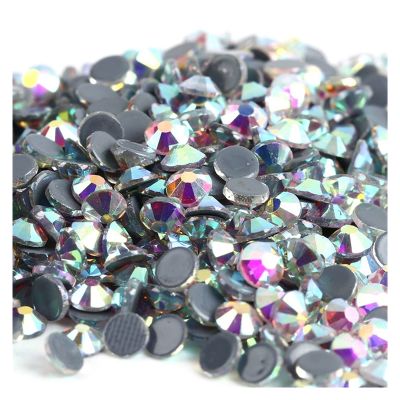 Quality Crystal AB/Crystal Clear Super Bright Glass Strass Iron On Hotfix Rhinestones for Fabric Garment/Nail Art (Color : Glue AB, Size : Ss50 144pcs)