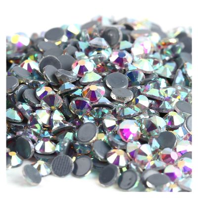 Super Glitter Crystal AB Non Hot Fix Rhinestones SS3-SS50 Flatback Strass Sewing Fabric Garment Nail Art Rhinestones Decorations (Color : Glue AB, Size : Ss16 1440pcs)