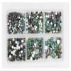 1200pcs Mix Sizes Glass Crystal Non Hot Fix Rhinestone Set Flatback 3D Crystal Nail Art Rhinestones Decorations for Garment/Nail (Color : Green Volcano) view 1